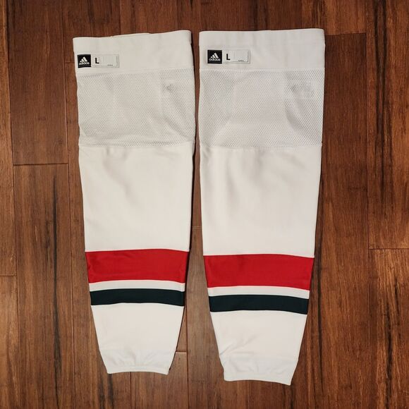 Adidas NHL Team Issued Hockey Socks Men's L New Jersey Devils Heritage Uniform - Picture 1 of 4